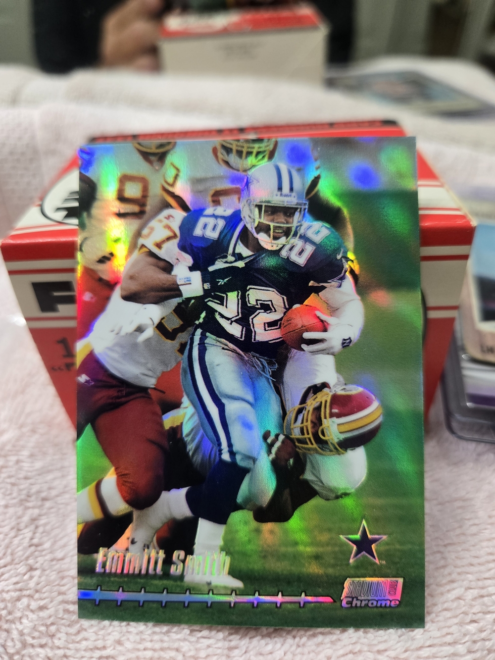 Topps Blue Silver Emmitt Smith Holographic Football Card